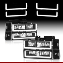 Load image into Gallery viewer, Chevrolet C/K 1500 2500 3500 1988-1993 LED DRL Bar Factory Style Headlights + Bumpers + Corners Chrome Housing Clear Len Clear Reflector
