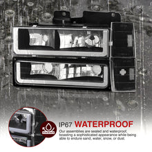 Load image into Gallery viewer, Chevrolet C/K 1500 2500 3500 1988-1993 LED DRL Bar Factory Style Headlights + Bumpers + Corners Chrome Housing Clear Len Clear Reflector
