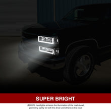Load image into Gallery viewer, Chevrolet C/K 1500 2500 3500 1988-1993 LED DRL Bar Factory Style Headlights + Bumpers + Corners Chrome Housing Clear Len Clear Reflector
