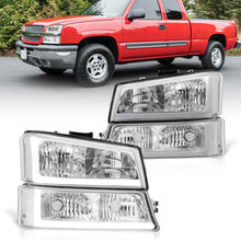 Load image into Gallery viewer, Chevrolet Silverado 2003-2006 LED DRL Bar Factory Style Headlights + Bumpers Chrome Housing Clear Len Clear Reflector
