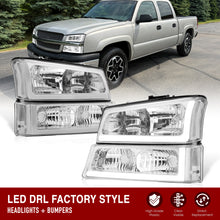 Load image into Gallery viewer, Chevrolet Silverado 2003-2006 LED DRL Bar Factory Style Headlights + Bumpers Chrome Housing Clear Len Clear Reflector

