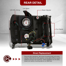 Load image into Gallery viewer, GMC Sierra 1500 2007-2013 / 2500HD 3500HD 2007-2014 LED DRL Bar Factory Style Headlights Chrome Housing Clear Len Amber Reflector
