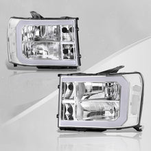 Load image into Gallery viewer, GMC Sierra 1500 2007-2013 / 2500HD 3500HD 2007-2014 LED DRL Bar Factory Style Headlights Chrome Housing Clear Len Clear Reflector
