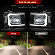 Load image into Gallery viewer, GMC Sierra 1500 2007-2013 / 2500HD 3500HD 2007-2014 LED DRL Bar Factory Style Headlights Black Housing Clear Len Clear Reflector
