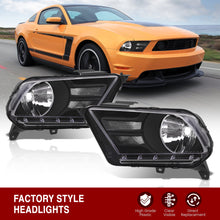 Load image into Gallery viewer, Ford Mustang 2010-2014 Factory Style Headlights Black Housing Clear Len Clear Reflector
