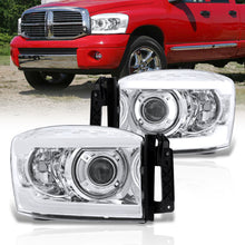 Load image into Gallery viewer, Dodge Ram 1500 2006-2008 / Ram 2500 3500 2006-2009 LED DRL Bar Projector Headlights Chrome Housing Clear Len Clear Reflector
