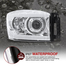 Load image into Gallery viewer, Dodge Ram 1500 2006-2008 / Ram 2500 3500 2006-2009 LED DRL Bar Projector Headlights Chrome Housing Clear Len Clear Reflector
