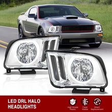 Load image into Gallery viewer, Ford Mustang 2005-2009 LED DRL Halo Headlights Chrome Housing Clear Len Clear Reflector (Halogen Models Only)
