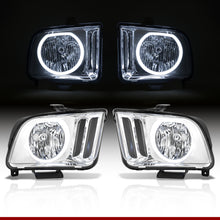 Load image into Gallery viewer, Ford Mustang 2005-2009 LED DRL Halo Headlights Chrome Housing Clear Len Clear Reflector (Halogen Models Only)
