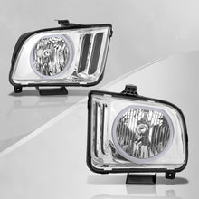 Load image into Gallery viewer, Ford Mustang 2005-2009 LED DRL Halo Headlights Chrome Housing Clear Len Clear Reflector (Halogen Models Only)
