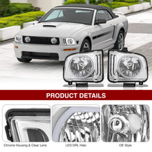 Load image into Gallery viewer, Ford Mustang 2005-2009 LED DRL Halo Headlights Chrome Housing Clear Len Clear Reflector (Halogen Models Only)
