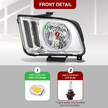 Load image into Gallery viewer, Ford Mustang 2005-2009 LED DRL Halo Headlights Chrome Housing Clear Len Clear Reflector (Halogen Models Only)
