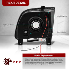 Load image into Gallery viewer, Ford Mustang 2005-2009 LED DRL Halo Headlights Chrome Housing Clear Len Clear Reflector (Halogen Models Only)
