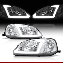 Load image into Gallery viewer, Honda Civic 1999-2000 LED DRL Bar Factory Style Headlights Chrome Housing Clear Len Clear Reflector
