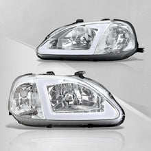 Load image into Gallery viewer, Honda Civic 1999-2000 LED DRL Bar Factory Style Headlights Chrome Housing Clear Len Clear Reflector
