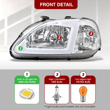 Load image into Gallery viewer, Honda Civic 1999-2000 LED DRL Bar Factory Style Headlights Chrome Housing Clear Len Clear Reflector
