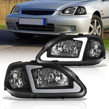 Load image into Gallery viewer, Honda Civic 1999-2000 LED DRL Bar Factory Style Headlights Black Housing Clear Len Clear Reflector
