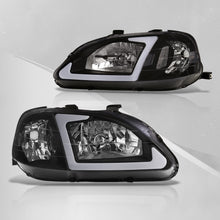 Load image into Gallery viewer, Honda Civic 1999-2000 LED DRL Bar Factory Style Headlights Black Housing Clear Len Clear Reflector

