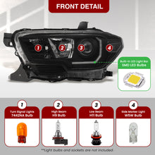 Load image into Gallery viewer, Toyota Tacoma 2016-2023 Factory Style Projector Headlights Black Housing Clear Len Clear Reflector (Models with Factory LED DRL Headlights Only)
