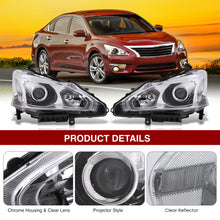 Load image into Gallery viewer, Nissan Altima Sedan 2013-2015 Factory Style Projector Headlights Chrome Housing Clear Len Clear Reflector (Halogen Models Only)
