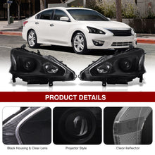 Load image into Gallery viewer, Nissan Altima Sedan 2013-2015 Factory Style Projector Headlights Black Housing Clear Len Clear Reflector (Halogen Models Only)
