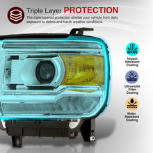Load image into Gallery viewer, GMC Sierra 1500 2014-2018 / Sierra 2500HD 3500HD 2015-2019 LED DRL Bar Factory Style Projector Headlights Chrome Housing Clear Len Amber Reflector (Halogen Models Only)

