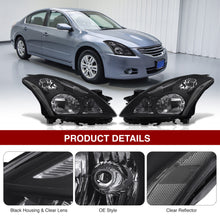 Load image into Gallery viewer, Nissan Altima Sedan 2010-2012 Factory Style Projector Headlights Black Housing Clear Len Clear Reflector (Halogen Models Only)
