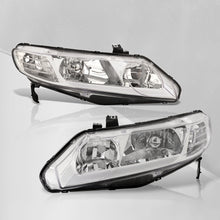 Load image into Gallery viewer, Honda Civic Sedan 2006-2011 LED DRL Bar Factory Style Headlights Chrome Housing Clear Len Clear Reflector
