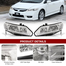 Load image into Gallery viewer, Honda Civic Sedan 2006-2011 LED DRL Bar Factory Style Headlights Chrome Housing Clear Len Clear Reflector
