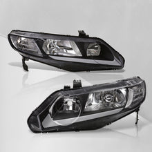 Load image into Gallery viewer, Honda Civic Sedan 2006-2011 LED DRL Bar Factory Style Headlights Black Housing Clear Len Clear Reflector
