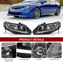 Load image into Gallery viewer, Honda Civic Sedan 2006-2011 LED DRL Bar Factory Style Headlights Black Housing Clear Len Clear Reflector
