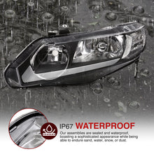 Load image into Gallery viewer, Honda Civic Sedan 2006-2011 LED DRL Bar Factory Style Headlights Black Housing Clear Len Clear Reflector
