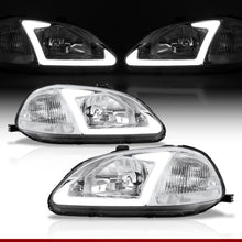 Load image into Gallery viewer, Honda Civic 1996-1998 LED DRL Bar Factory Style Headlights Chrome Housing Clear Len Clear Reflector
