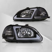 Load image into Gallery viewer, Honda Civic 1996-1998 LED DRL Bar Factory Style Headlights Black Housing Clear Len Clear Reflector
