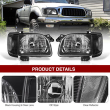 Load image into Gallery viewer, Toyota Tacoma 2001-2004 Factory Style Headlights + Corners Black Housing Clear Len Clear Reflector
