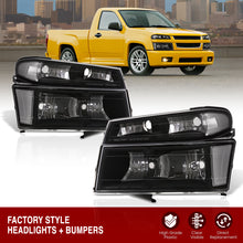 Load image into Gallery viewer, Chevrolet Colorado 2004-2012 Factory Style Headlights + Bumpers Black Housing Clear Len Clear Reflector
