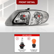 Load image into Gallery viewer, Chrysler Town &amp; Country 2001-2007 / Grand Voyager 2001-2002 / Voyager 2001-2003 / Dodge Grand Caravan 2001-2007 Factory Style Headlights Chrome Housing Clear Len Clear Reflector (Halogen Models Only)
