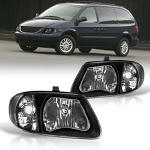 Load image into Gallery viewer, Chrysler Town &amp; Country 2001-2007 / Grand Voyager 2001-2002 / Voyager 2001-2003 / Dodge Grand Caravan 2001-2007 Factory Style Headlights Black Housing Clear Len Clear Reflector (Halogen Models Only)
