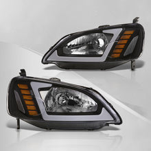 Load image into Gallery viewer, Honda Civic 2001-2003 Sequential LED DRL Bar Factory Style Headlights Black Housing Clear Len Clear Reflector
