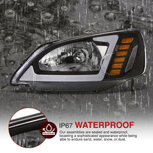 Load image into Gallery viewer, Honda Civic 2001-2003 Sequential LED DRL Bar Factory Style Headlights Black Housing Clear Len Clear Reflector

