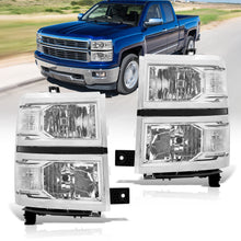 Load image into Gallery viewer, Chevrolet Silverado 1500 2014-2015 Factory Style Headlights Chrome Housing Clear Len Clear Reflector (Will Not Fit 2500 &amp; HD Models)
