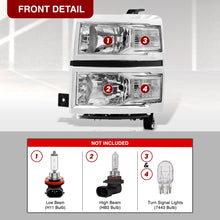 Load image into Gallery viewer, Chevrolet Silverado 1500 2014-2015 Factory Style Headlights Chrome Housing Clear Len Clear Reflector (Will Not Fit 2500 &amp; HD Models)
