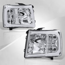 Load image into Gallery viewer, Chevrolet Silverado 2007-2013 LED DRL Bar Factory Style Headlights Chrome Housing Clear Len Clear Reflector
