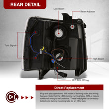 Load image into Gallery viewer, Chevrolet Silverado 2007-2013 LED DRL Bar Factory Style Headlights Black Housing Clear Len Clear Reflector
