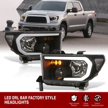 Load image into Gallery viewer, Toyota Tundra 2007-2013 / Sequoia 2008-2017 LED DRL Bar Factory Style Headlights Black Housing Clear Len Clear Reflector
