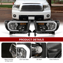 Load image into Gallery viewer, Toyota Tundra 2007-2013 / Sequoia 2008-2017 LED DRL Bar Factory Style Headlights Black Housing Clear Len Clear Reflector
