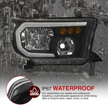 Load image into Gallery viewer, Toyota Tundra 2007-2013 / Sequoia 2008-2017 LED DRL Bar Factory Style Headlights Black Housing Clear Len Clear Reflector
