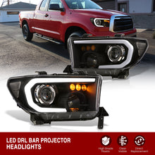 Load image into Gallery viewer, Toyota Tundra 2007-2013 / Sequoia 2008-2017 LED DRL Bar Projector Headlights Black Housing Clear Len Clear Reflector
