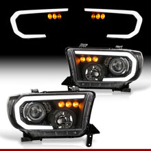 Load image into Gallery viewer, Toyota Tundra 2007-2013 / Sequoia 2008-2017 LED DRL Bar Projector Headlights Black Housing Clear Len Clear Reflector
