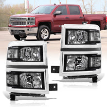 Load image into Gallery viewer, Chevrolet Silverado 1500 2014-2015 Factory Style Headlights Black Housing Clear Len Clear Reflector (Will Not Fit 2500 &amp; HD Models)
